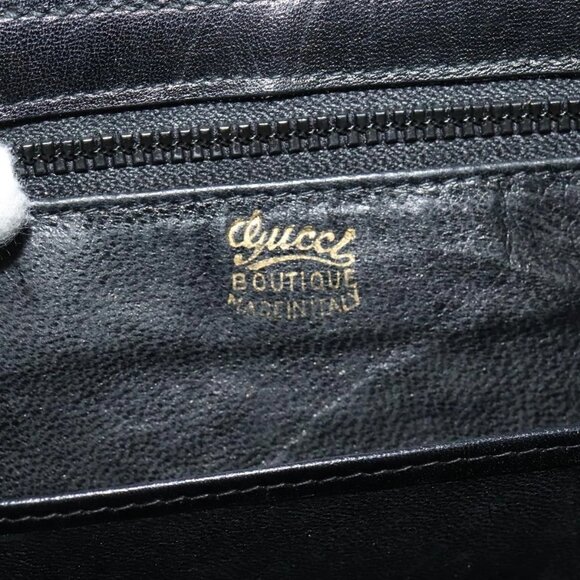 GUCCI Shoulder Bag Leather Black Gold Auth - Picture 13 of 16